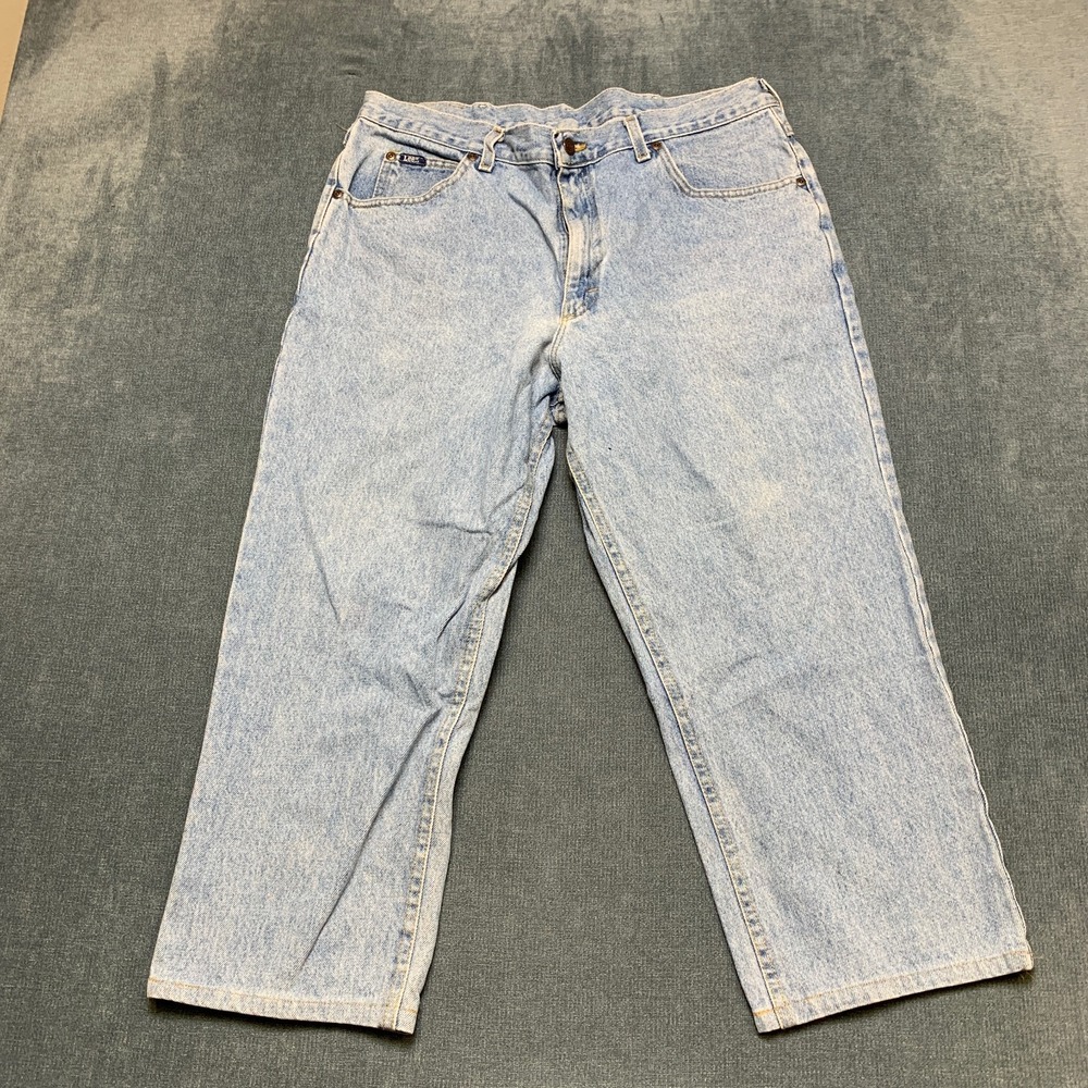 Vintage Lee Jeans Mens 38x32 Blue Denim Straight Leg Classic Americana Workwear